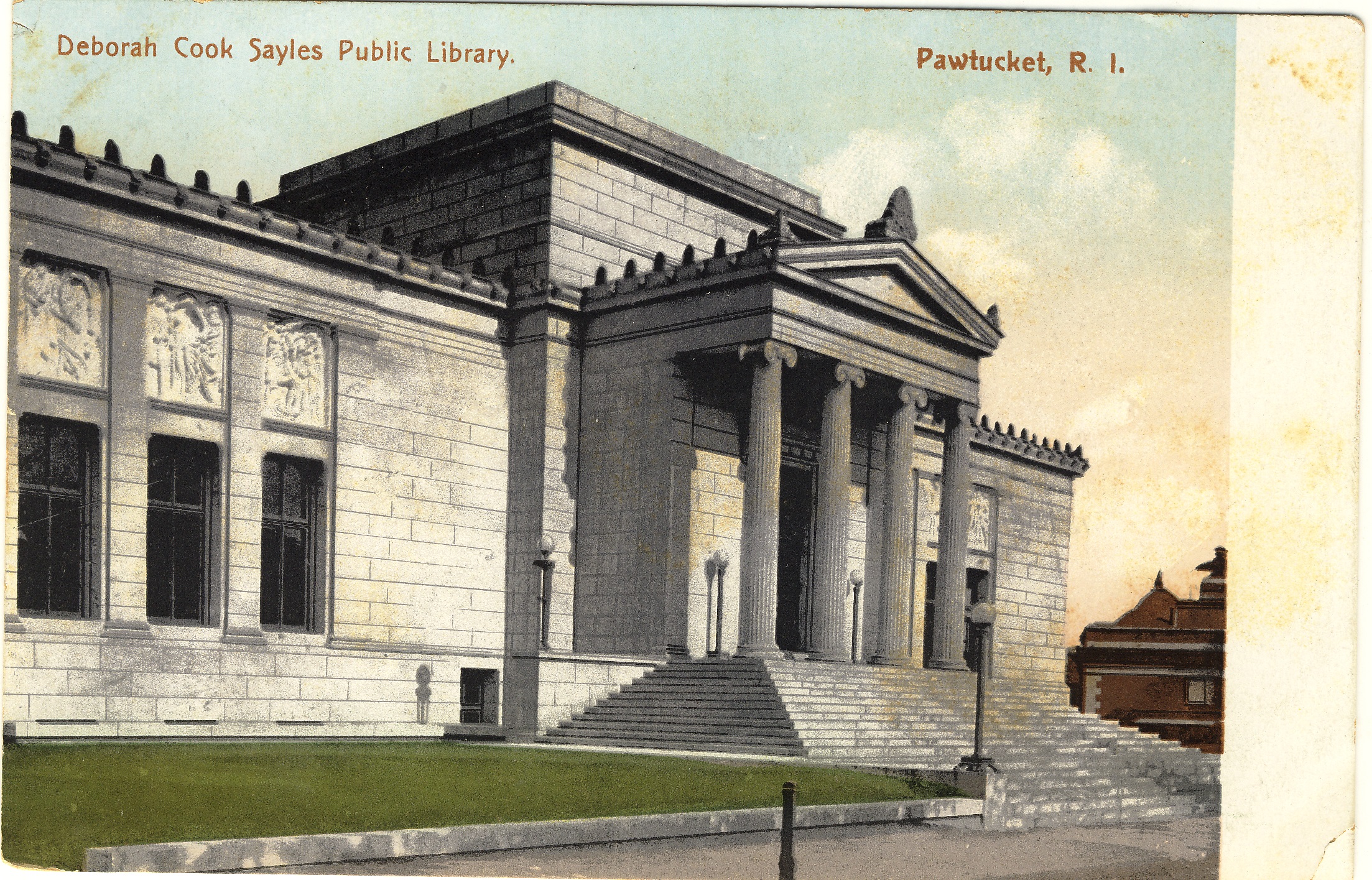 Deborah Cook Sayles Public Library, Pawtucket, Rhode Island, USA - postcard